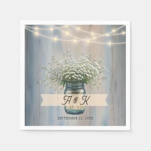 Servilleta De Papel Rústica breath de bebé Mason Jar Bodas