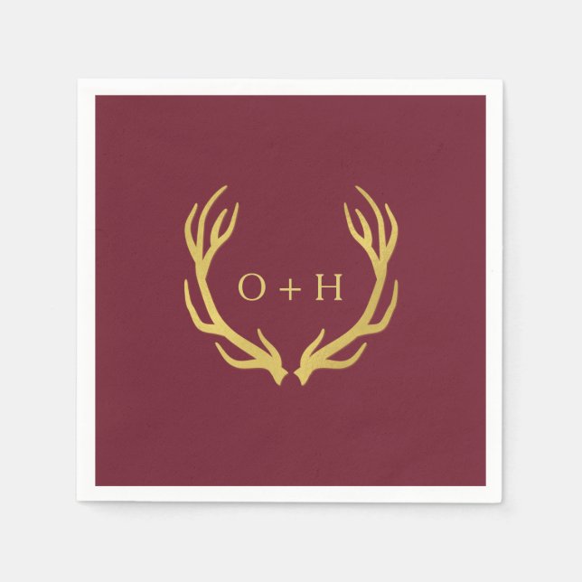 Servilleta De Papel Rústica burgundy Marsala Boda Papel Napkin (Anverso)