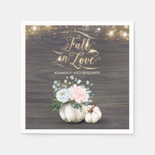 Servilleta De Papel Rústica Caída Blancas Calabaza Boda