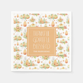 Servilleta De Papel Rústica calabaza deja agradecidas bendiciones