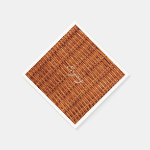 Servilleta De Papel Rústica Cesta de Picnic de Madera Marrón de Mimbre