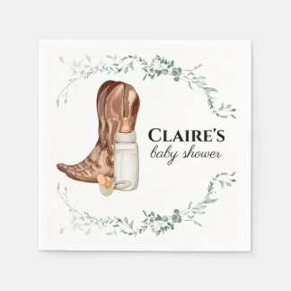 Servilleta De Papel Rústica Cowgirl Baby Shower Personalizado Napkin