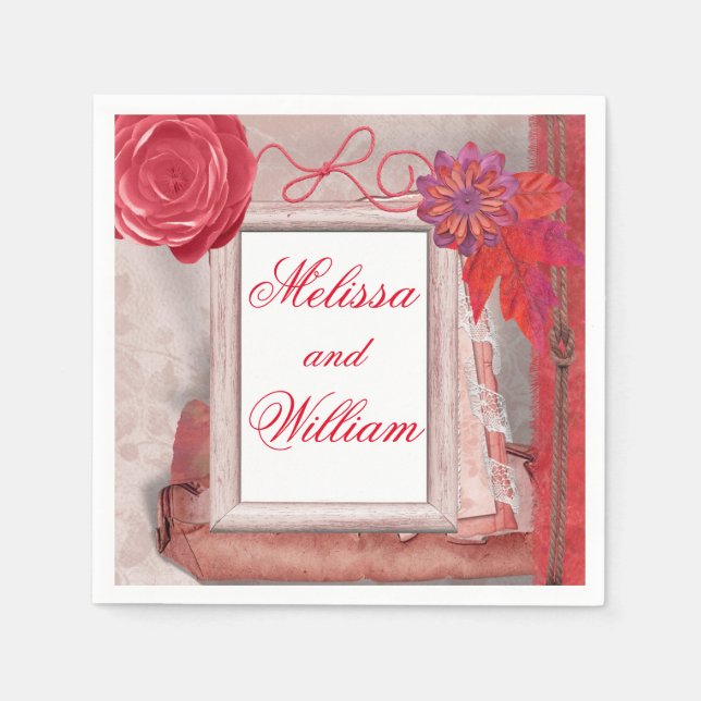 Servilleta De Papel Rústica de la Bonito Roja (Anverso)