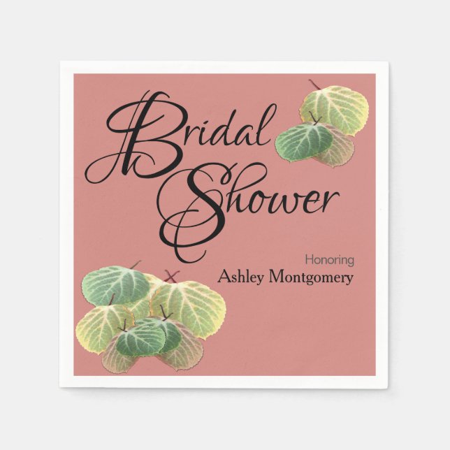 Servilleta De Papel Rústica ducha de novia caída Aspen deja Naranja (Anverso)