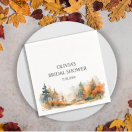 Servilleta De Papel Rústica ducha de novias en el bosque otoñal