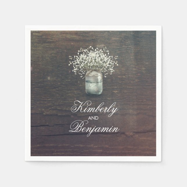 Servilleta De Papel Rústica estofa del bebé Mason Jar (Anverso)