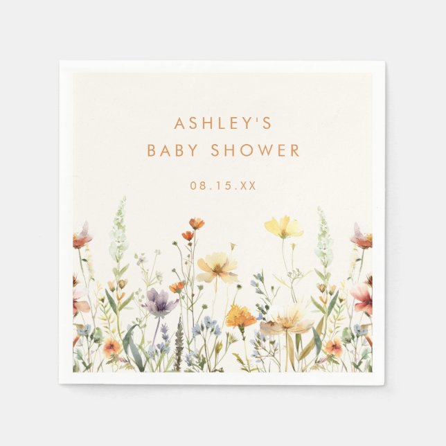 Servilleta De Papel Rústica flor silvestre Baby Shower Napkins (Anverso)