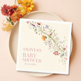 Servilleta De Papel Rústica flor silvestre Floral Baby Shower Napkin