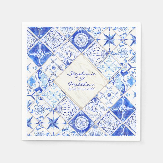 Servilleta De Papel Rústica Granja Barn Elegante Boda Acuática Tile (Anverso)