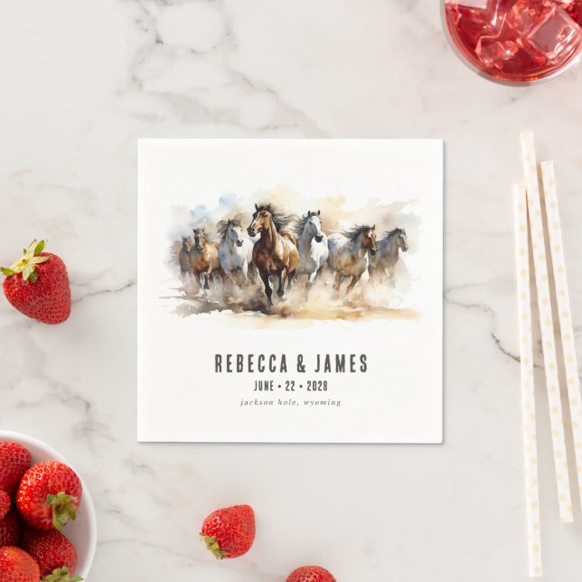 Servilleta De Papel Rústica granja de caballos salvajes matrimonio en  (In situ)