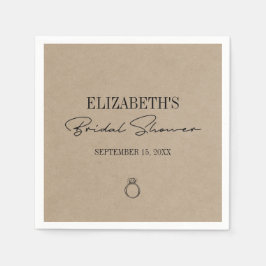 Servilleta De Papel Rústica Kraft Modern Script Bridal Shower