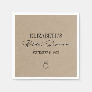 Servilleta De Papel Rústica Kraft Modern Script Bridal Shower
