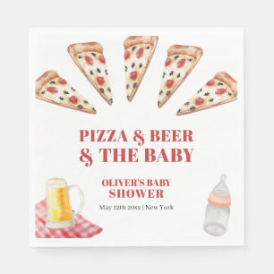 Servilleta De Papel Rústica moderna Slice Pizza Beers Baby Shower