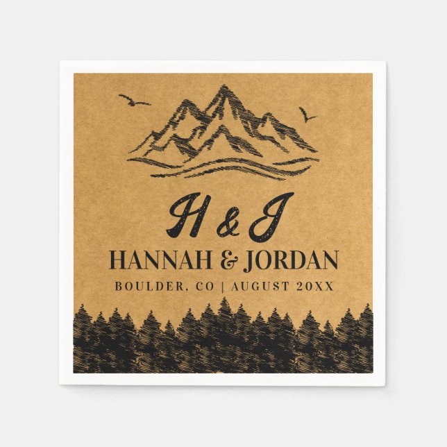 Servilleta De Papel Rústica naturaleza montañosa al aire libre Woodsy  (Anverso)
