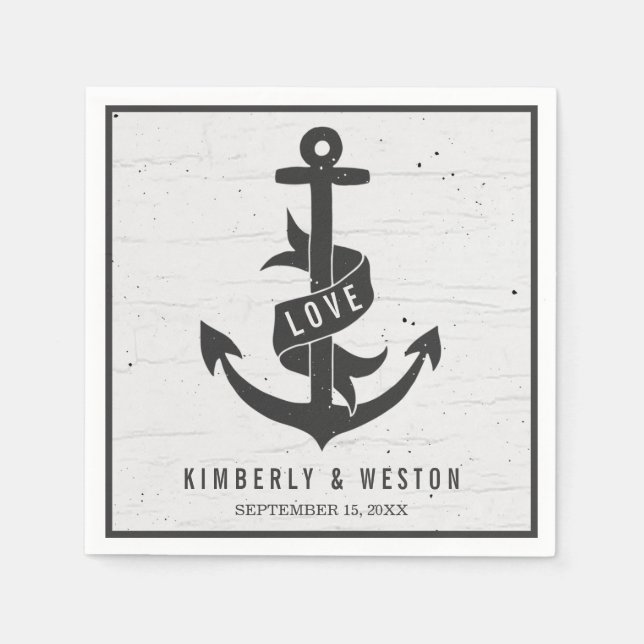 Servilleta De Papel Rústica Nautical Personalizada Boda Napkins (Anverso)