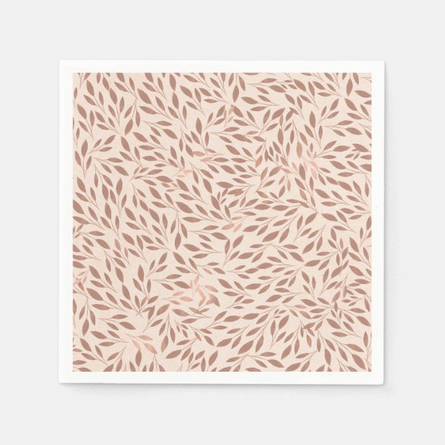 Servilleta De Papel Rústica rosa deja ducha de novia de glam botánico (Anverso)