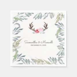 Servilleta De Papel RÚSTICAS Antler Deer y Rosa Rosa Rosa