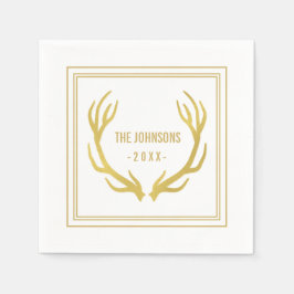Servilleta De Papel Rústico Antlers Boda Papel Napkin | Blanca