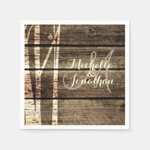 Servilleta De Papel Rústico Barn Wood Birch Trees Boda Napkin