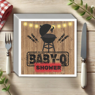 Servilleta De Papel Rústico BBQ-Baby Grill Baby Shower