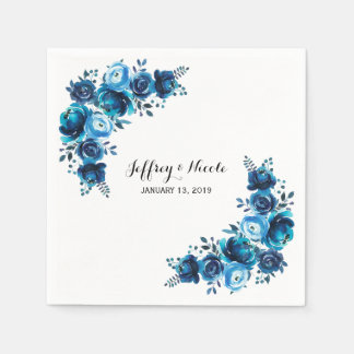 Servilleta De Papel Rústico Boda de Barn Rural Floral Azul