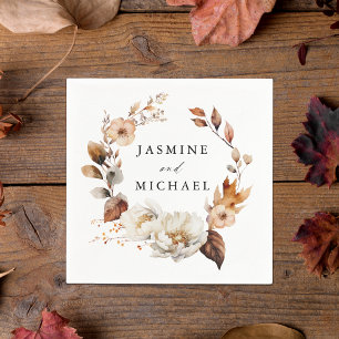 Servilleta De Papel Rústico Boda de guirnaldas florales de otoño