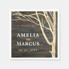 Servilleta De Papel Rústico Boda de Madera Oscura