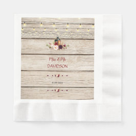 Servilleta De Papel Rústico Boda del antiguo granero de la flor borgoñ