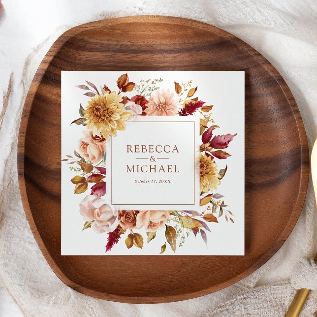 Servilleta De Papel Rústico Boda floral de Terracota Borgoña (Subido por el creador)