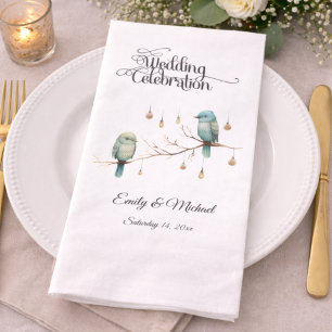 Servilleta De Papel Rústico Boda romántico de los pájaros de los bosqu