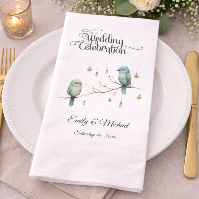 Servilleta De Papel Rústico Boda romántico de los pájaros de los bosqu (Subido por el creador)