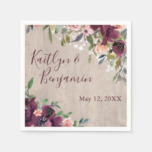 Servilleta De Papel Rústico Boho Floral alumbra versatil Boda