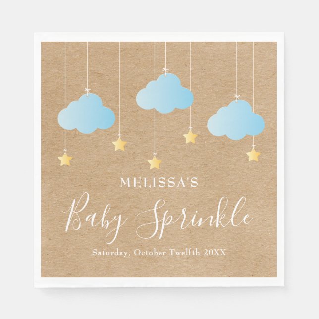 Servilleta De Papel Rústico Brillo Sprinkle Baby Niño Sprinkle / Ducha (Anverso)