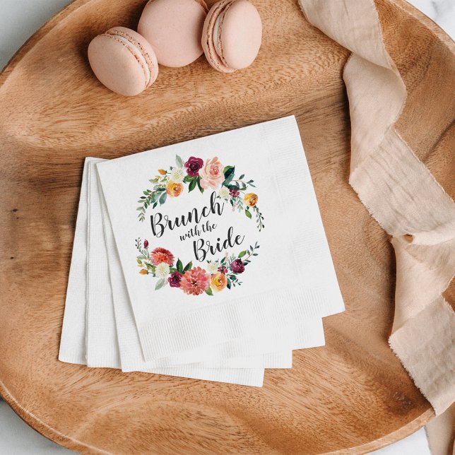 Servilleta De Papel Rústico brunch floral de flores con novia (Subido por el creador)