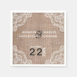 Servilleta De Papel Rústico Burlap Fabric Lace | Napkins