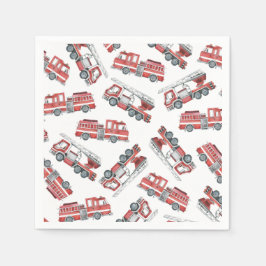 Servilleta De Papel Rústico camión de bomberos de color feliz cumpleañ