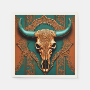 Servilleta De Papel Rústico Cowboy Bull Skull Country Western Fiesta