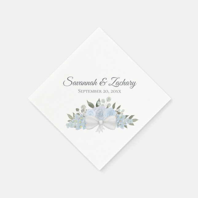 Servilleta De Papel Rústico Dusty Azul acuarela Floral Boho Boda (Borde)