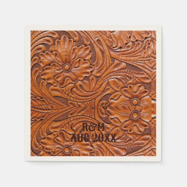 Servilleta De Papel Rústico favor de boda de cowboy en el país occiden (Anverso)