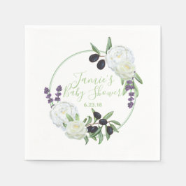 Servilleta De Papel Rústico Floral Baby Shower Romántico Gardenias Sag