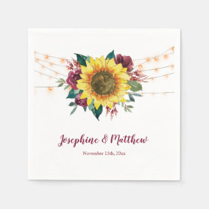 Servilleta De Papel Rústico girasol ilumina a Boda floral