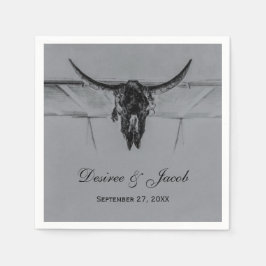 Servilleta De Papel Rústico Gris Negro Oeste Boda de cráneo de vaca