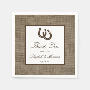 Servilleta De Papel Rústico Herradura Del País En El Boda Burlap