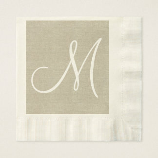 Servilleta De Papel Rústico Linen Inicial | Napkins de papel boda