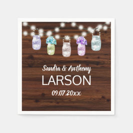 Servilleta De Papel Rústico Mason Jar con servilletas Boda de luces