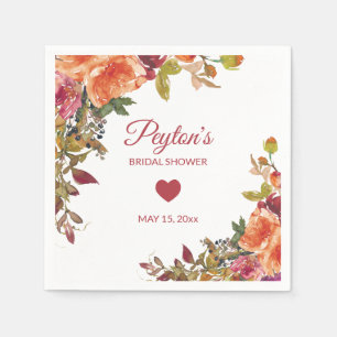 Servilleta De Papel Rústico Naranja Rust Burgundy Otoño Bridal Shower