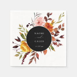 Servilleta De Papel Rústico otoño Foliage Floral Frame Bodas Napkins