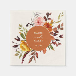 Servilleta De Papel Rústico otoño Foliage Floral Frame Bodas Napkins