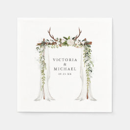 Servilleta De Papel Rústico País Antler Boho Monograma Floral