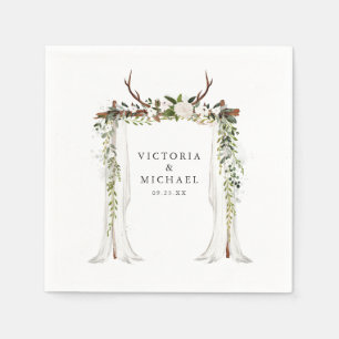 Servilleta De Papel Rústico País Antler Boho Monograma Floral